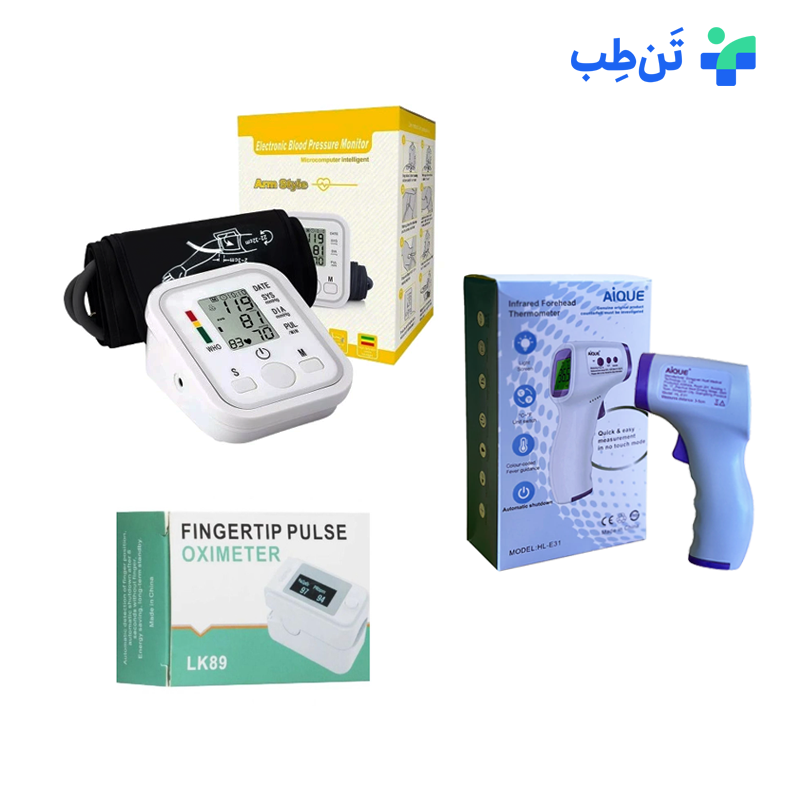 پک سلامتی فشارسج آرم استایل، تب سنج آیکیو و پالس اکسیمتر انگشتی